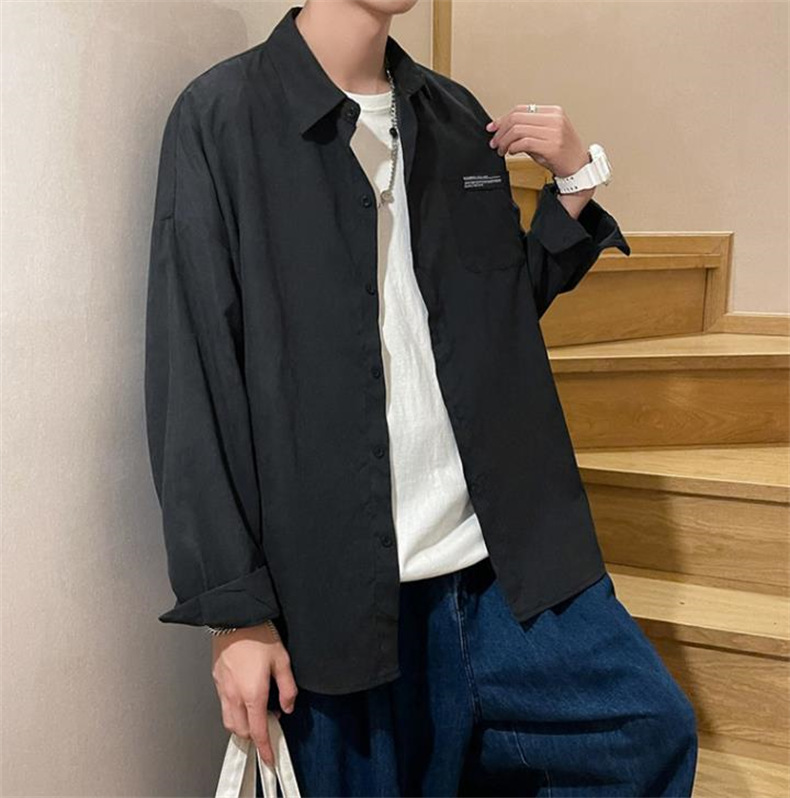 メンズ シャツ カジュアルシャツ 長袖 無地 ワーク 上着 春秋 スタイリッシュ 青少年 スクール ワイシャツ 7色展開 通勤 通学 男子トップス 普段着 ポケット 