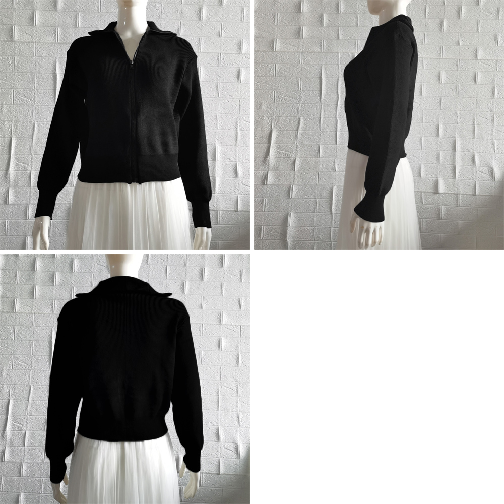 ジップアップニットブルゾン 韓国風 秋冬 。可  