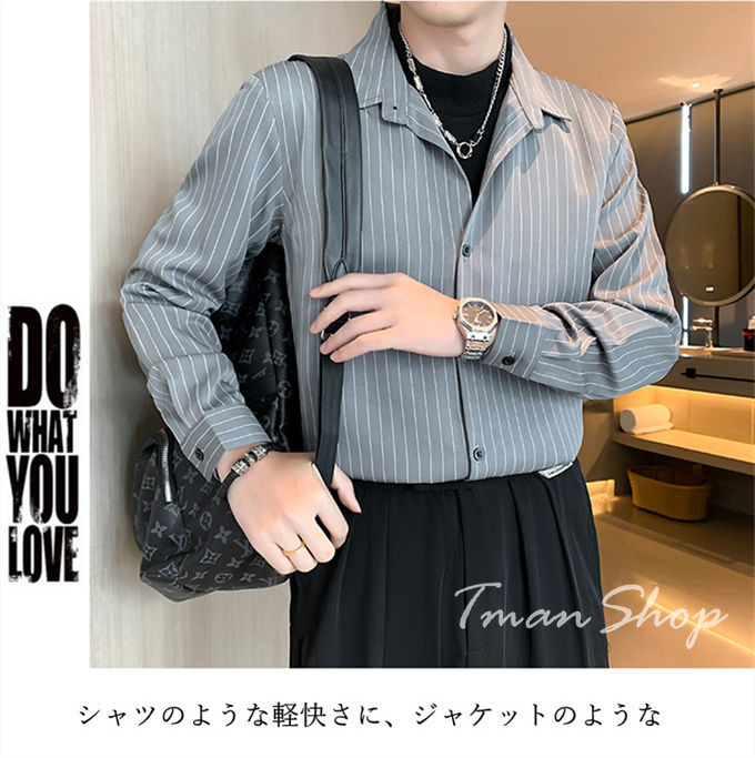 シャツ メンズ 長袖 オーバーサイズ ストライプ カジュアルシャツ 大きいサイズ 40代 カジュアル 大人 ファッション お洒落 30代 20代 秋 ビジネス 春 通勤 