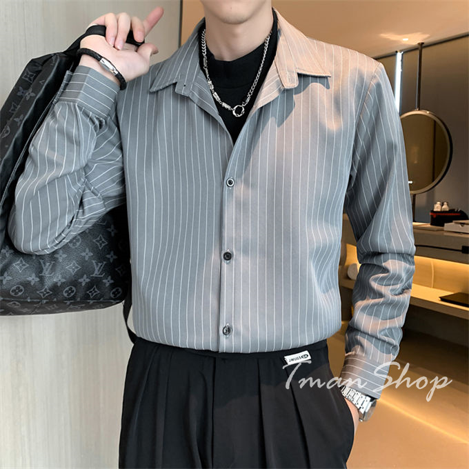 シャツ メンズ 長袖 オーバーサイズ ストライプ カジュアルシャツ 大きいサイズ 40代 カジュアル 大人 ファッション お洒落 30代 20代 秋 ビジネス 春 通勤 