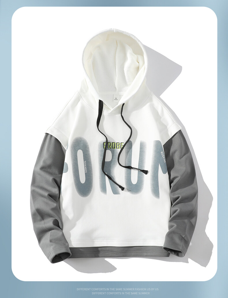 プルオーバーメンズ スウェット フェイクレイヤード フード付き 切り替えデザイン アウター防風 アウトドア 保温 