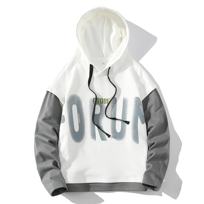 プルオーバーメンズ スウェット フェイクレイヤード フード付き 切り替えデザイン アウター防風 アウトドア 保温 