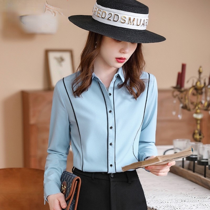 レディース シャツ エレガントオフィスシャツ 2色選び トップス ブラウス 春夏 きれいめ オシャレ 着痩 カジュアル風 長袖 