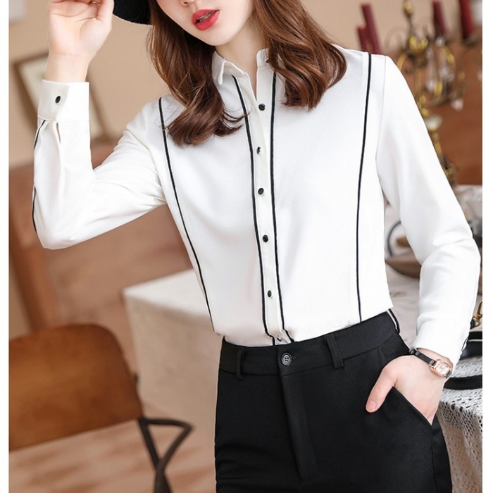 レディース シャツ エレガントオフィスシャツ 2色選び トップス ブラウス 春夏 きれいめ オシャレ 着痩 カジュアル風 長袖 