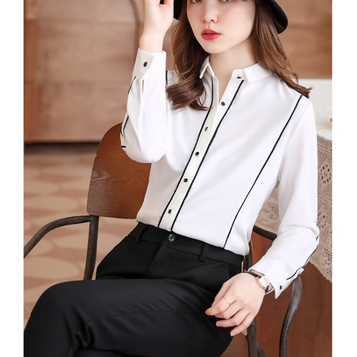 レディース シャツ エレガントオフィスシャツ 2色選び トップス ブラウス 春夏 きれいめ オシャレ 着痩 カジュアル風 長袖 