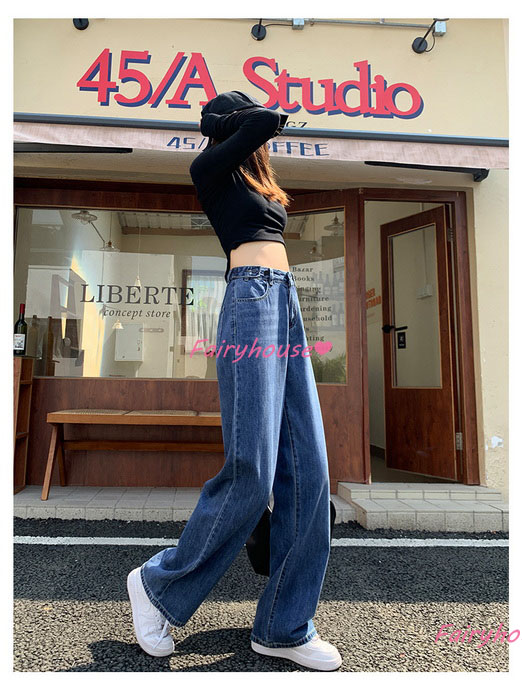 ジーンズ レディース デニムパンツ ストレート ジーパン ワイドパンツ 春夏 秋冬 ハイウエスト ズボン オシャレ30代 ロングデニムワイドパンツ ゆったり着痩せ 