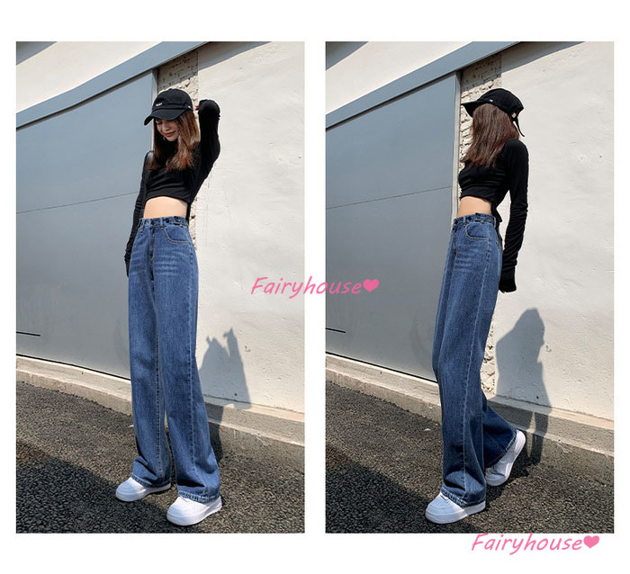 ジーンズ レディース デニムパンツ ストレート ジーパン ワイドパンツ 春夏 秋冬 ハイウエスト ズボン オシャレ30代 ロングデニムワイドパンツ ゆったり着痩せ 