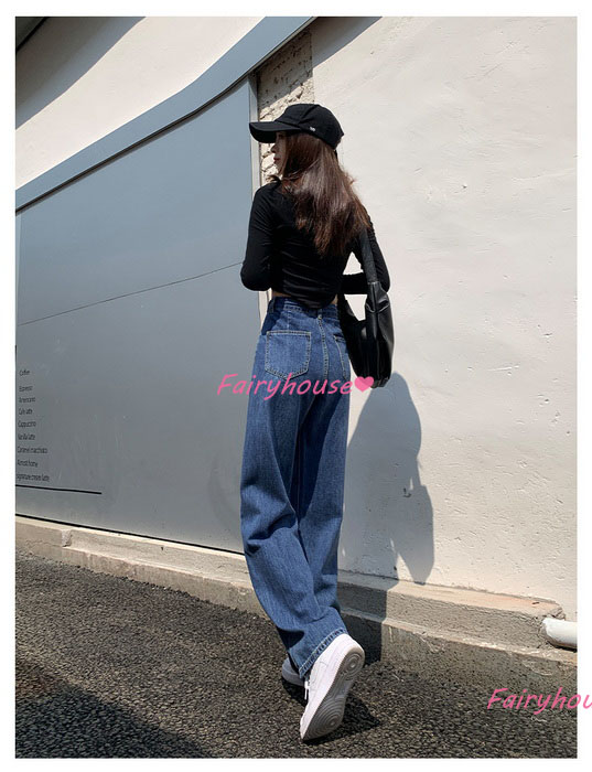 ジーンズ レディース デニムパンツ ストレート ジーパン ワイドパンツ 春夏 秋冬 ハイウエスト ズボン オシャレ30代 ロングデニムワイドパンツ ゆったり着痩せ 