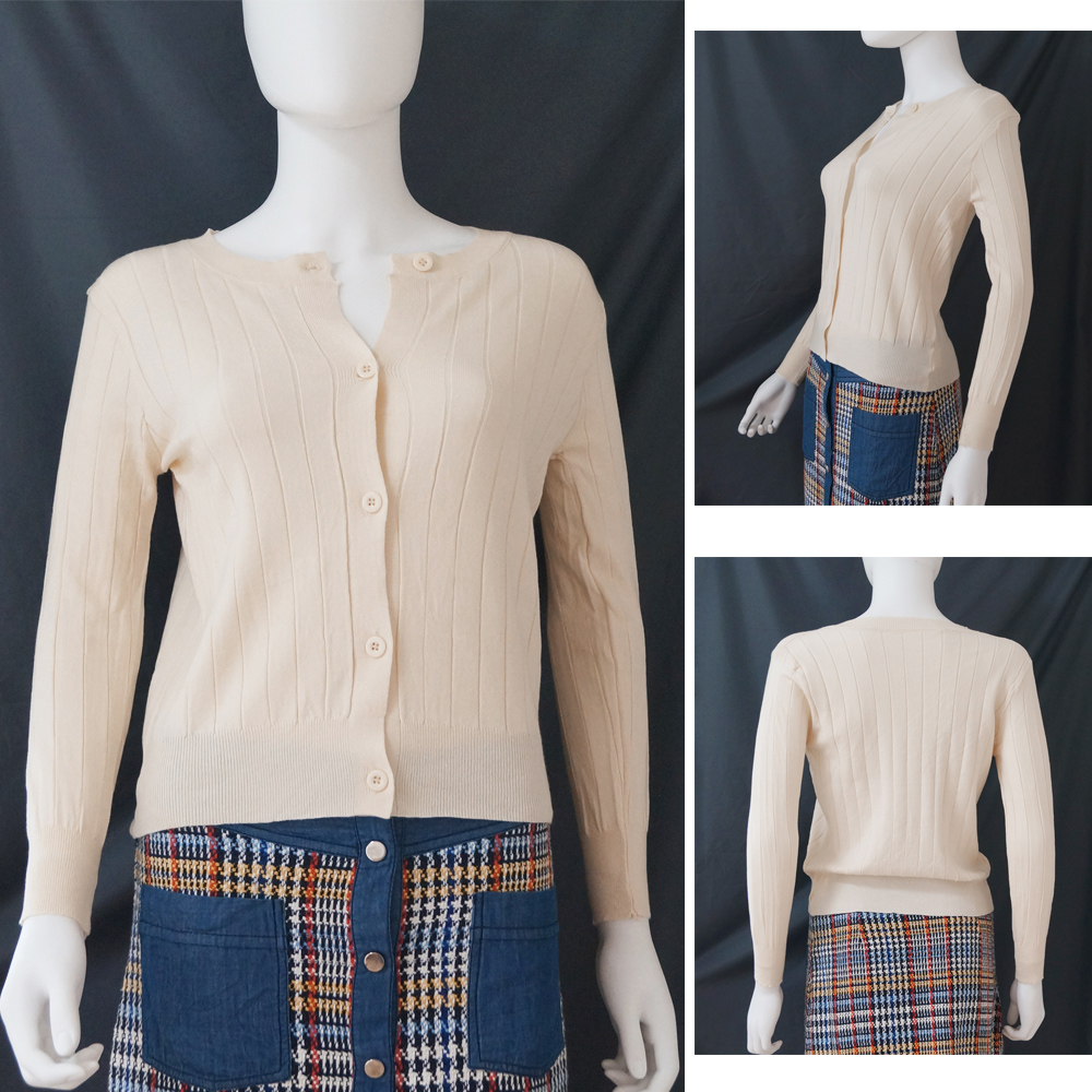 ニットカーディガン リブニット 羽織り 。可  