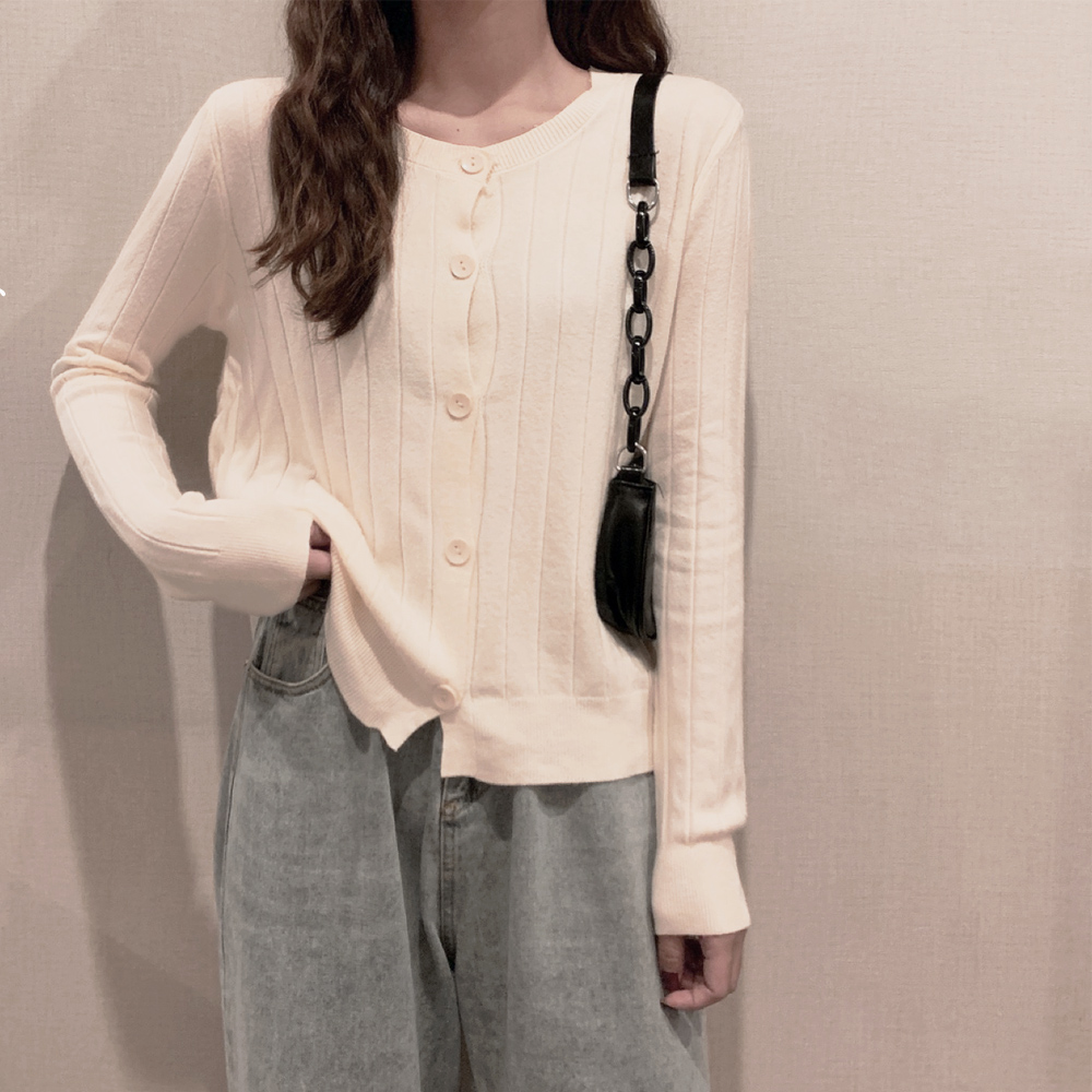 ニットカーディガン リブニット 羽織り 。可  