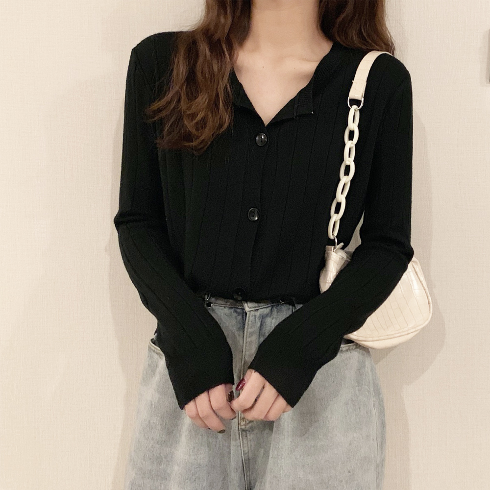 ニットカーディガン リブニット 羽織り 。可  