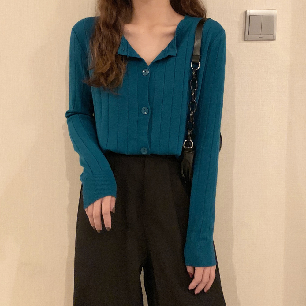 ニットカーディガン リブニット 羽織り 。可  