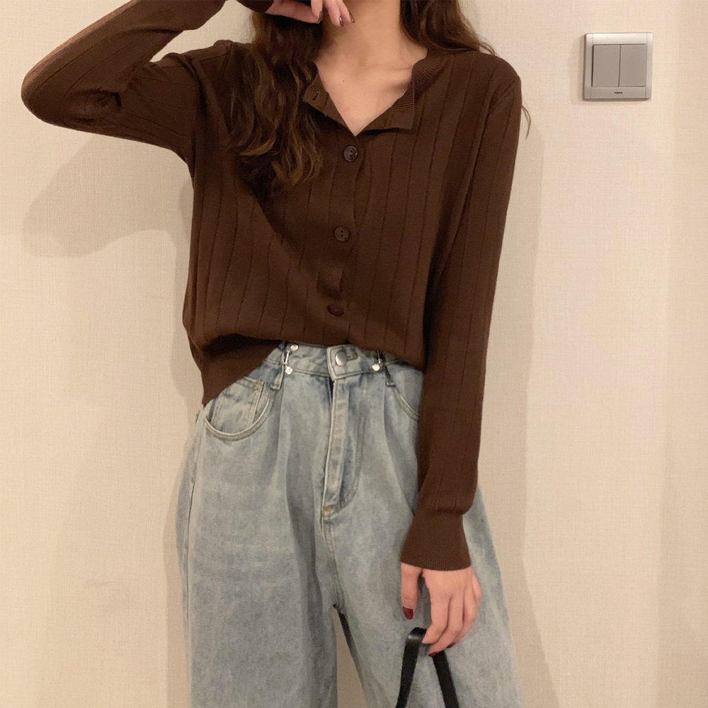 ニットカーディガン リブニット 羽織り 。可  