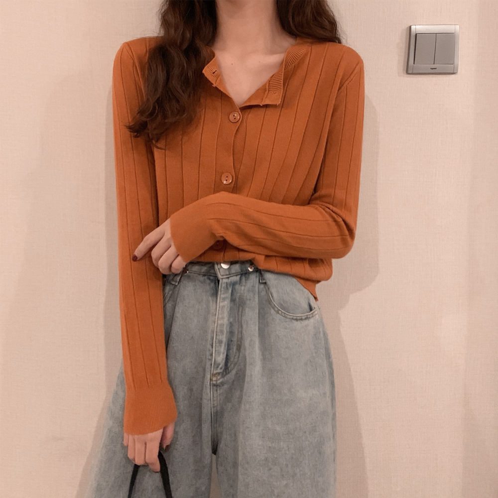 ニットカーディガン リブニット 羽織り 。可  