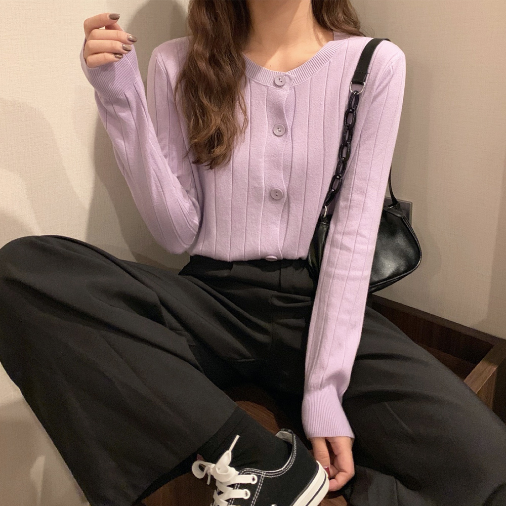 ニットカーディガン リブニット 羽織り 。可  