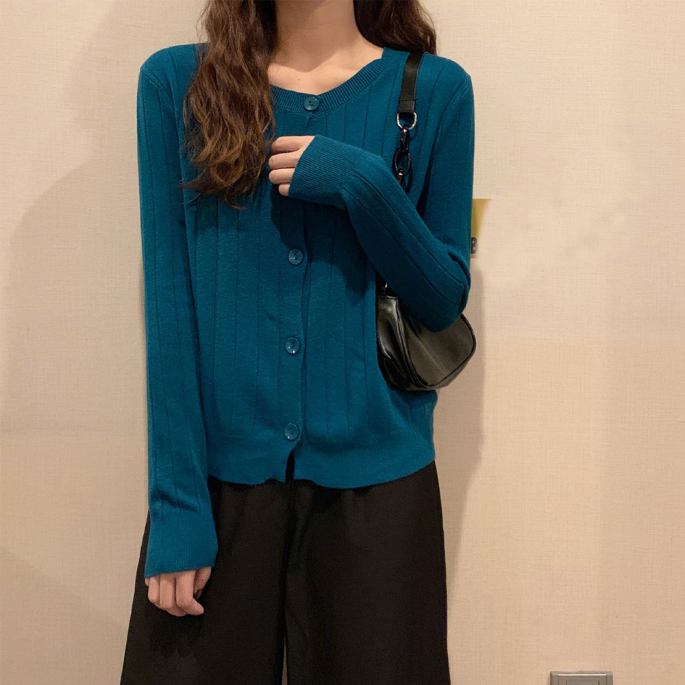 ニットカーディガン リブニット 羽織り 。可  