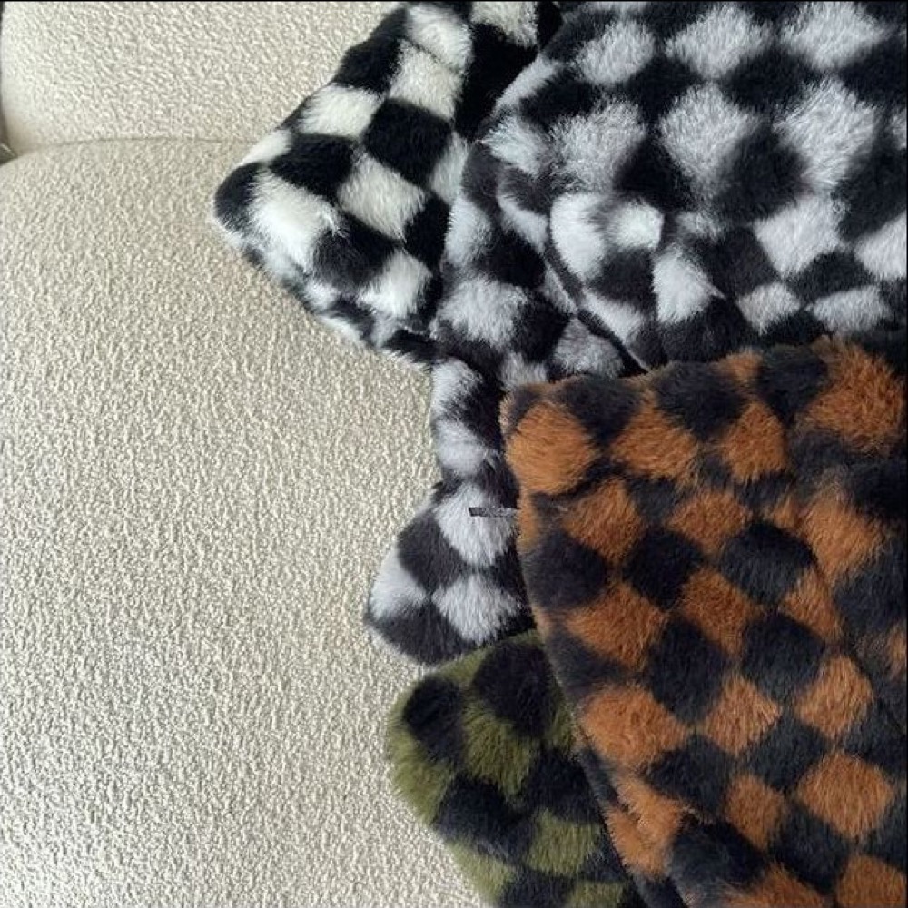 フラッグ チェック柄 ボア ファー バケットハット バケハ K-POP ダンス 原宿系 ストリート オルチャン 衣装 HIPHOP レディース Y2K 韓国 