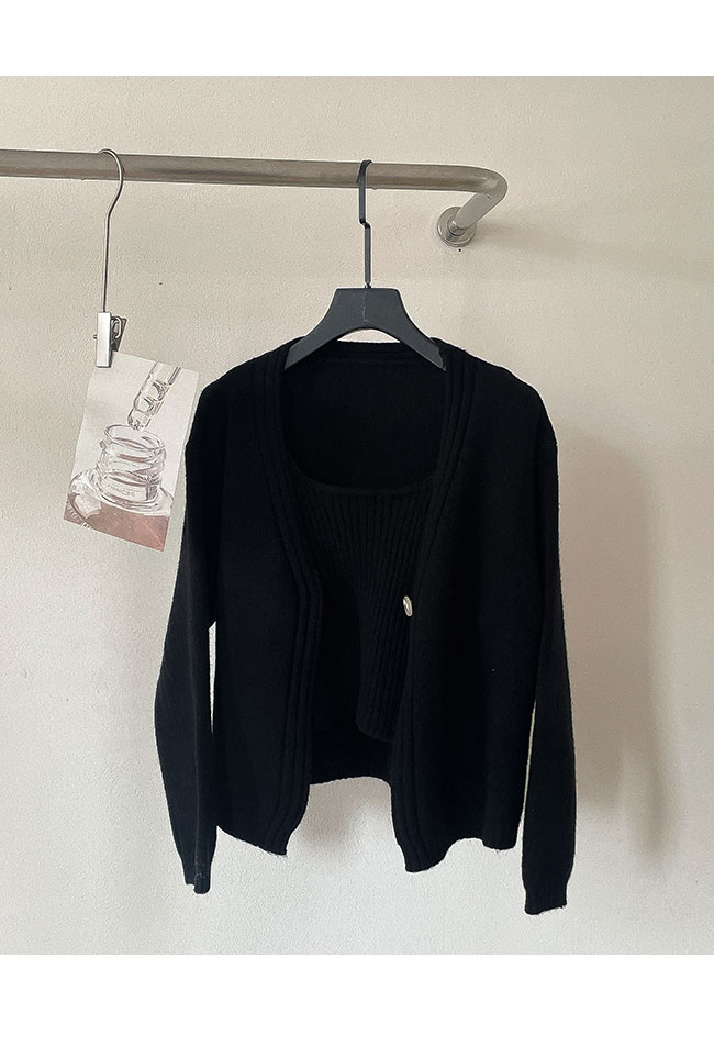 送料無料 ニットカーディガン レディース キャミソール 2点セット 春 秋 ニットコーディガン コーディガン ニットキャミ カーディガン ワンボタンVネック 