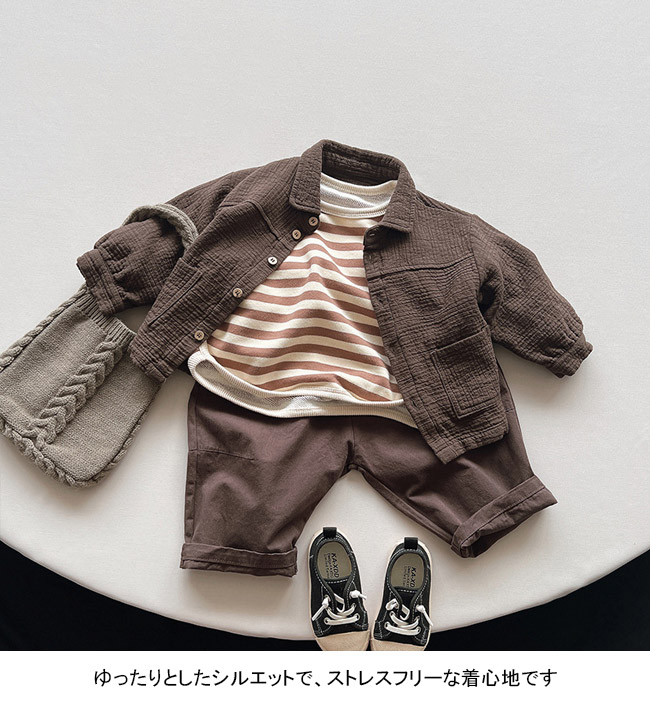 送料無料 長袖シャツ キッズ ライトアウター 無地 折り襟 通園 ゆったり 通学 前開き シンプル 子供服 ポケット付き 春秋 動きやすい 