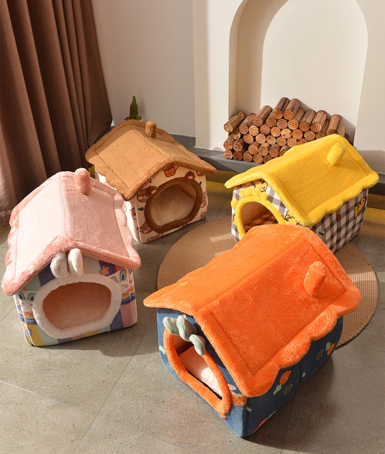 ペットハウス 犬 猫 ペットベッド 折りたたみ 犬ハウスドーム型 小型犬 冬 室内用 洗える 屋根付きハウスおしゃれ 可愛い 犬小屋 キャットハウス 快適 暖かい 