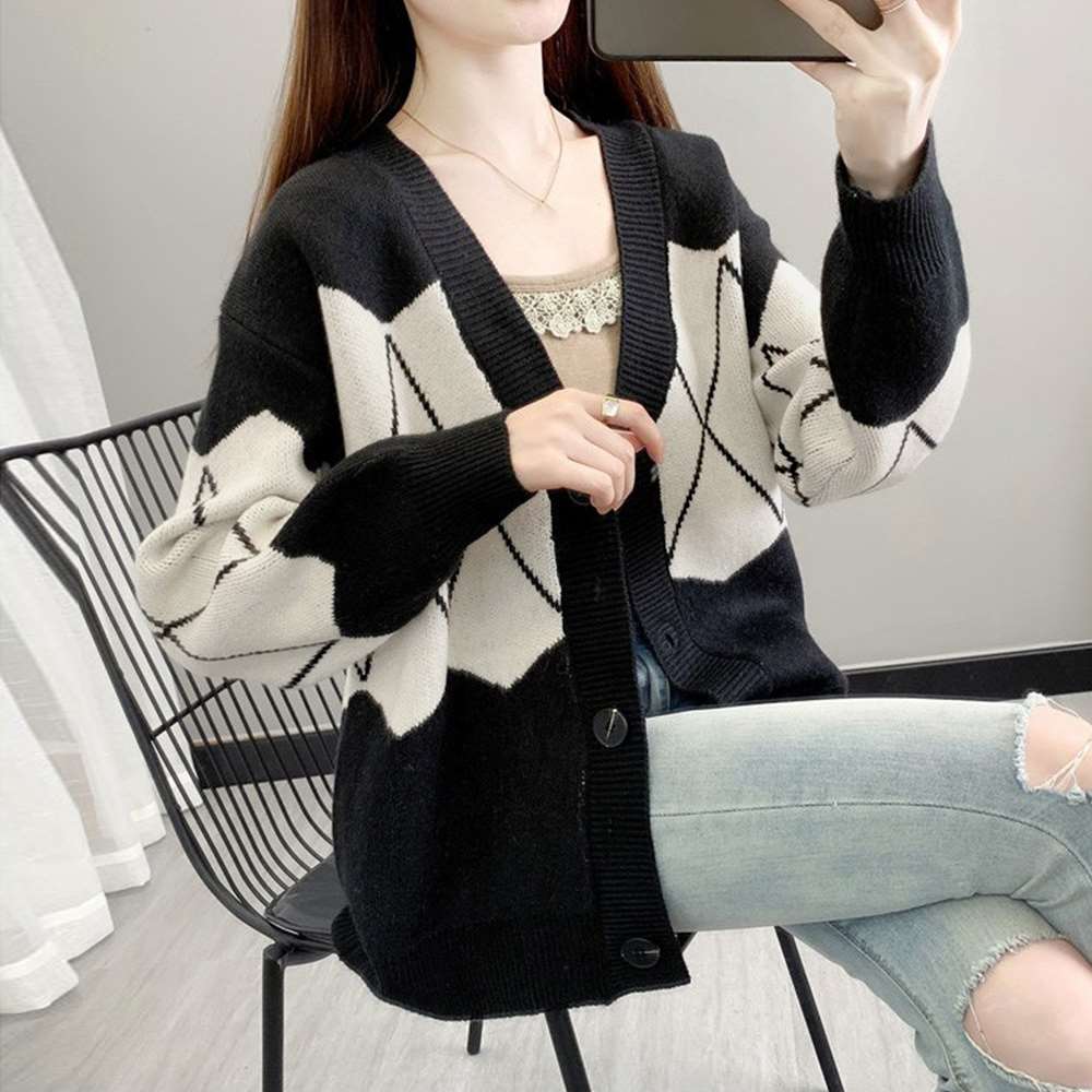 ニット カーディガン レトロ 体型カバー  