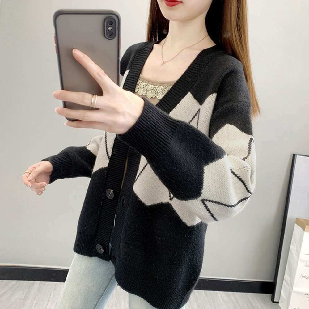 ニット カーディガン レトロ 体型カバー  