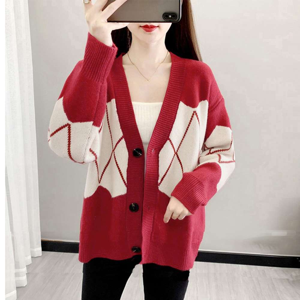 ニット カーディガン レトロ 体型カバー  