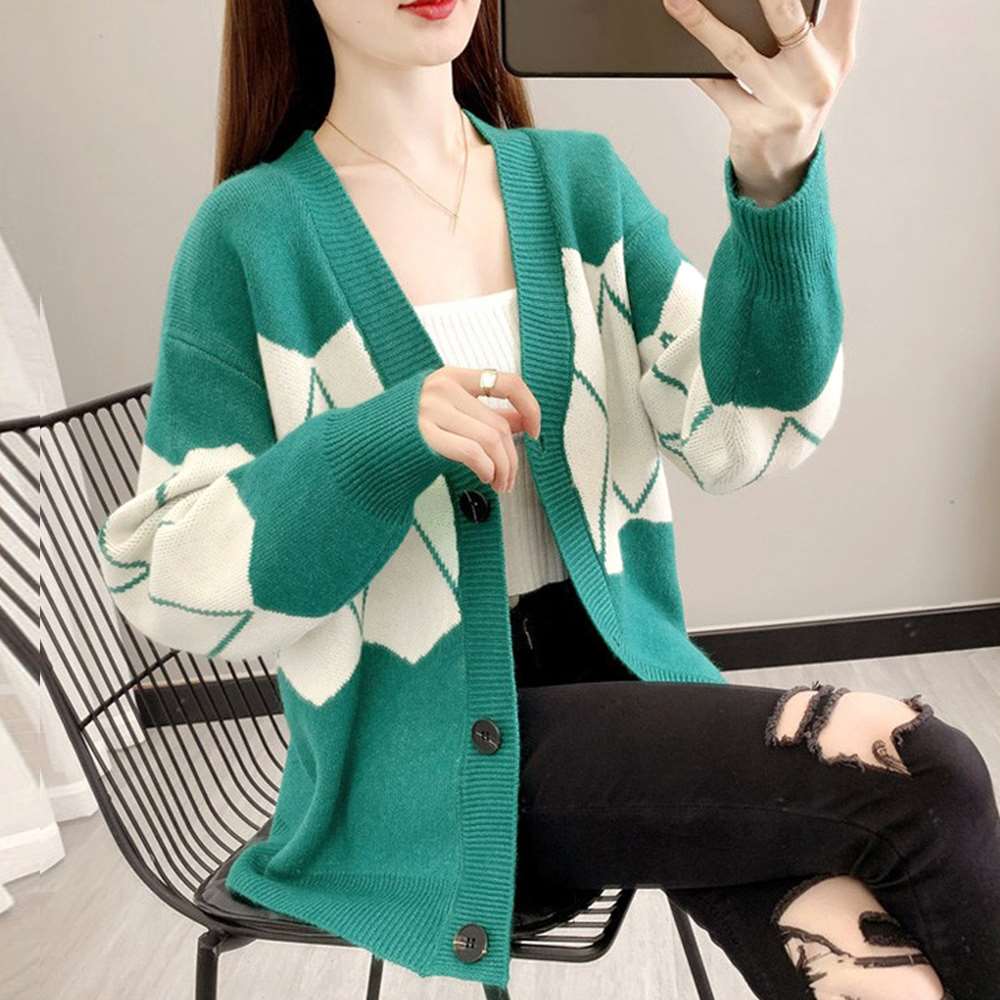 ニット カーディガン レトロ 体型カバー  