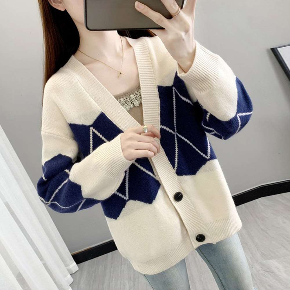 ニット カーディガン レトロ 体型カバー  