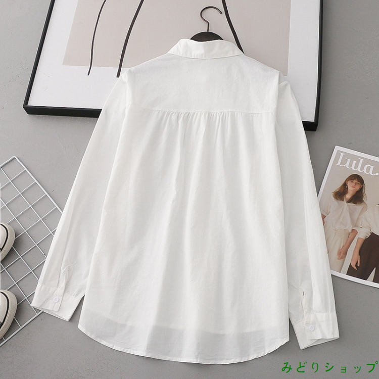シャツ ブラウス ホワイト 白 魚 長袖 レディース 森ガール 
