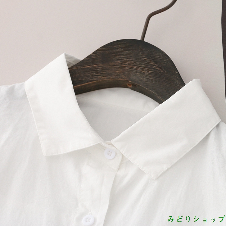 シャツ ブラウス ホワイト 白 魚 長袖 レディース 森ガール 