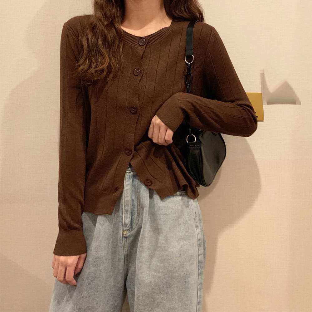 ニット カーディガン リブニット 羽織り  