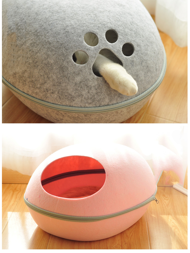 キャットハウス ドーム型 ペットベッド ドーム 卵型 猫用ベッド かまくら型 ねこ ペットハウス ネコ フェルト 送料無料 