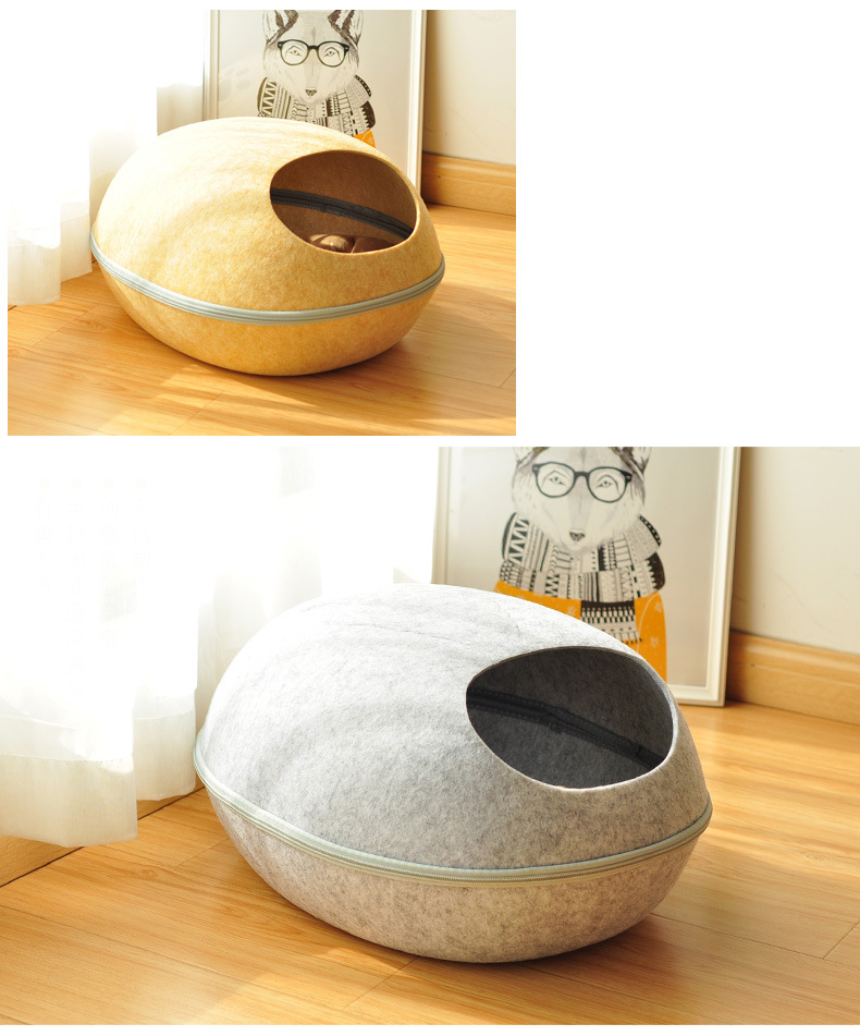 キャットハウス ドーム型 ペットベッド ドーム 卵型 猫用ベッド かまくら型 ねこ ペットハウス ネコ フェルト 送料無料 
