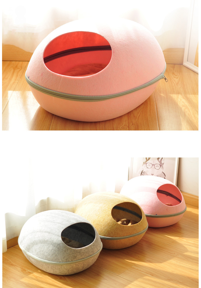 キャットハウス ドーム型 ペットベッド ドーム 卵型 猫用ベッド かまくら型 ねこ ペットハウス ネコ フェルト 送料無料 