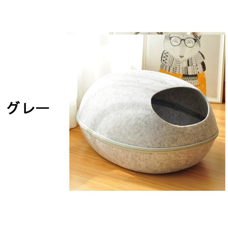 キャットハウス ドーム型 ペットベッド ドーム 卵型 猫用ベッド かまくら型 ねこ ペットハウス ネコ フェルト 送料無料 