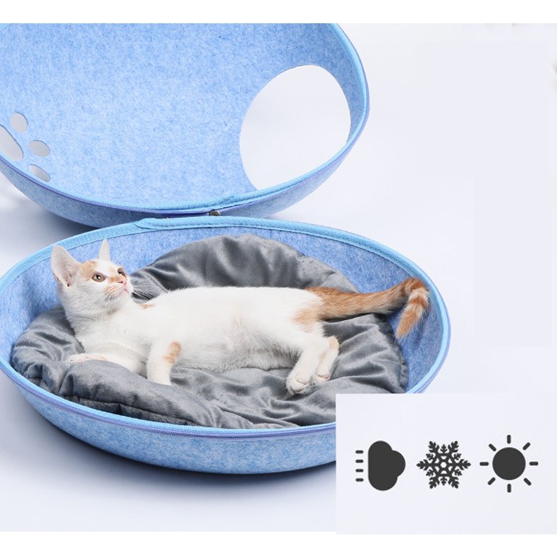 キャットハウス ドーム型 ペットベッド ドーム 卵型 猫用ベッド かまくら型 ねこ ペットハウス ネコ フェルト 送料無料 