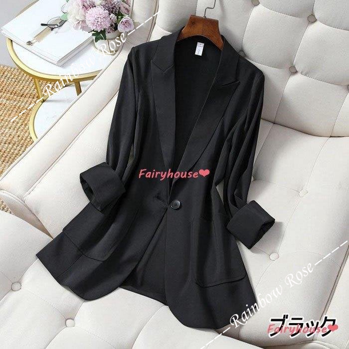 ブレザー スーツ 春夏 レディース 40代 七分袖テーラードジャケット 韓国風 30代50代 春コート 黒ブレザー オフィスアウター カジュアル 通勤 オシャレスーツ 