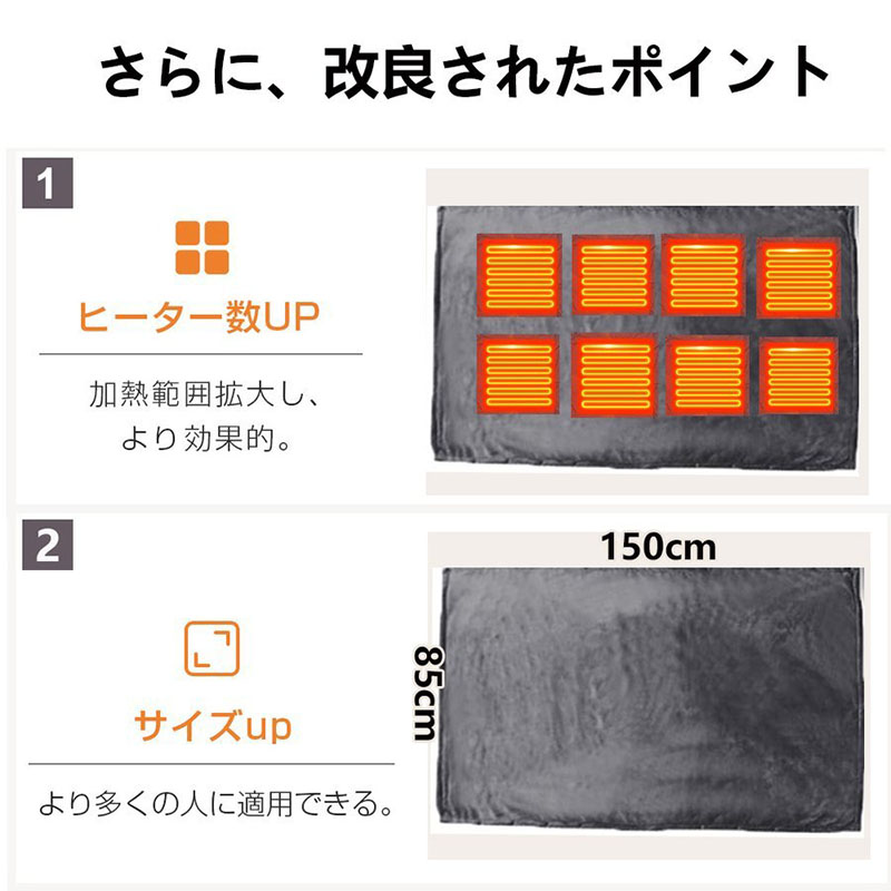電気毛布 敷毛布 150×85CM 日本製ヒーター 掛け着る両用 8発熱ヒーター オフィス3段階温度調節 ブランケット 電気ひざ掛け毛布 電気ブランケット USB給電 