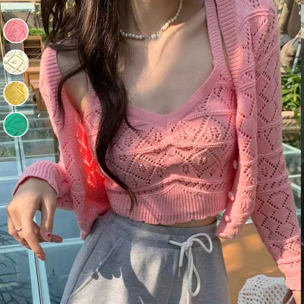 ニットカーディガンキャミソール2点セット  