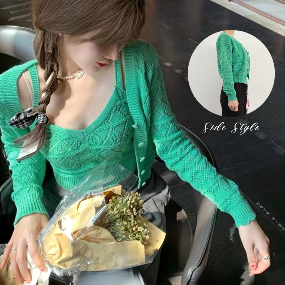 ニットカーディガンキャミソール2点セット  