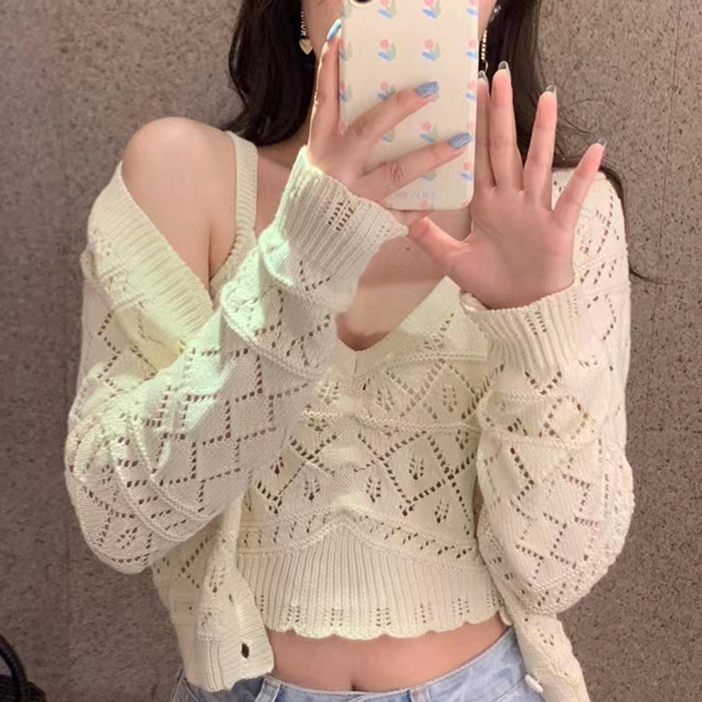 ニットカーディガンキャミソール2点セット  