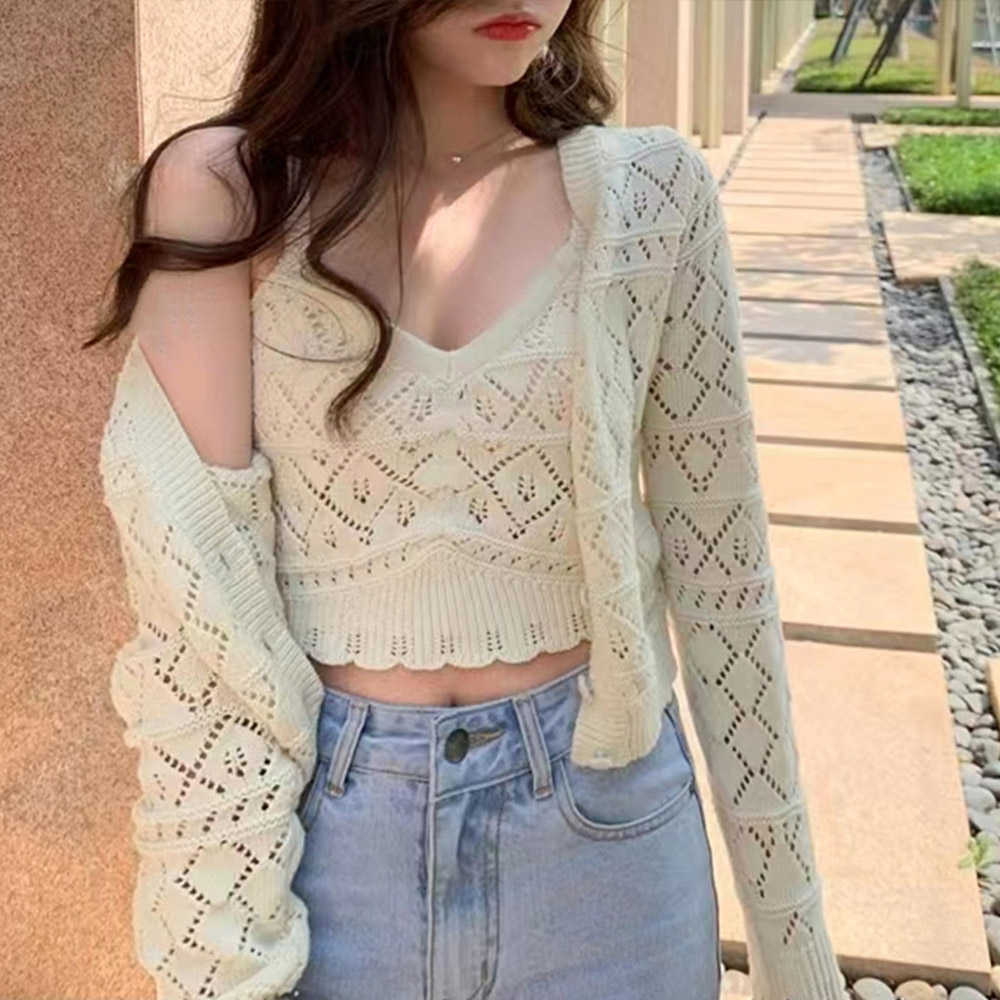 ニットカーディガンキャミソール2点セット  