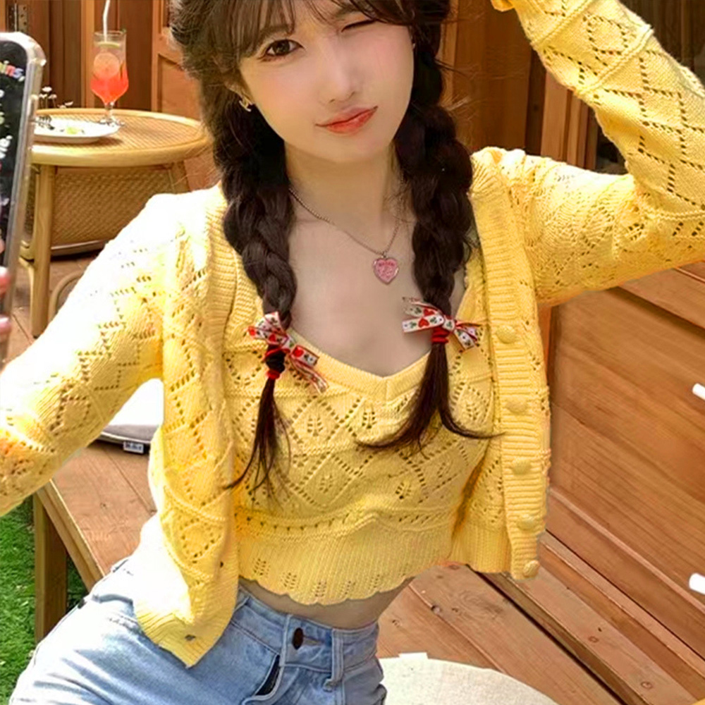 ニットカーディガンキャミソール2点セット  