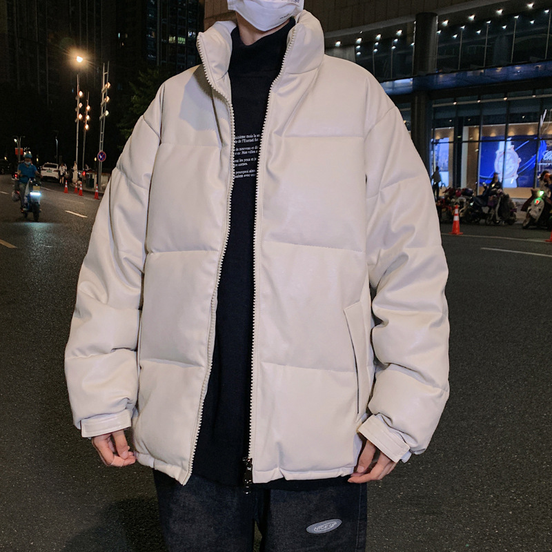 冬 PU レザー メンズ コットン ジャケット コットン 冬のポート ルーズ トレンドの韓国バージョン トレンド ジャケット カジュアル 。の厚いパンの服 
