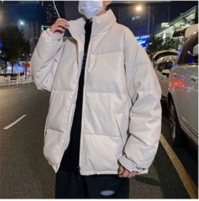 冬 PU レザー メンズ コットン ジャケット コットン 冬のポート ルーズ トレンドの韓国バージョン トレンド ジャケット カジュアル 。の厚いパンの服 