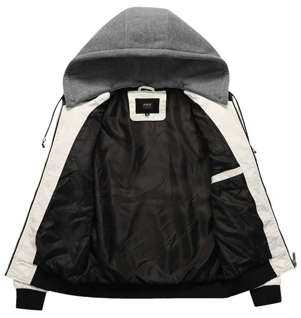 革ジャン メンズ レザージャケット 欧米風 フード付き 大きいサイズ 無地 バイクウエア アウター 紳士 ライダースジャケット カジュアル 