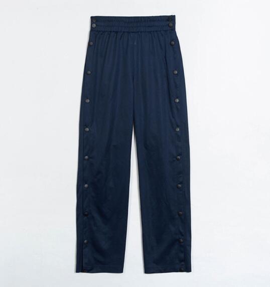 スナップボタン スリット メッシュ ロングパンツ 韓国 ストリート 原宿系 レディース K-POP ダンス HIPHOP 衣装 