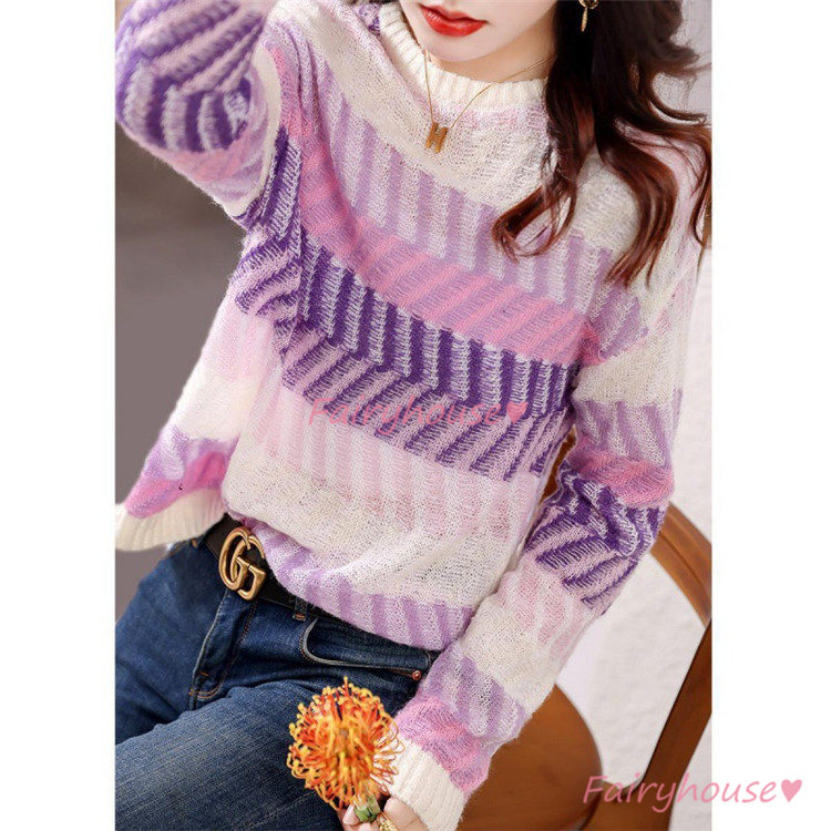 ニット セーター トップス レディース 秋冬 ラウンネック ニットインナー オシャレ 通勤 長袖ニット きれいめ 幾何柄 カジュアルニット 着痩せ サマーニット 