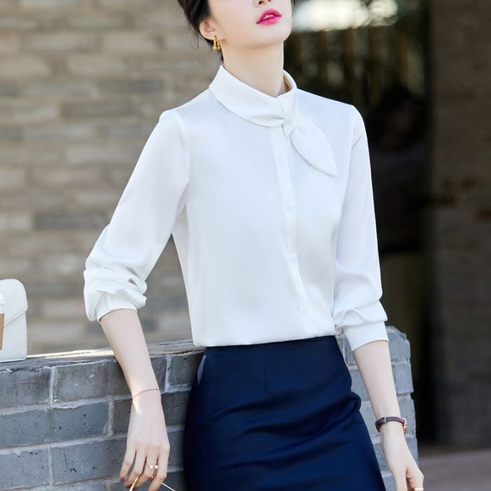 レディース シャツ ママシャツ エレ穏やかな3色選び トップス Vネック 袖 長 カジュアル風 ブラウス 着痩 春夏 きれいめ オシャレ 